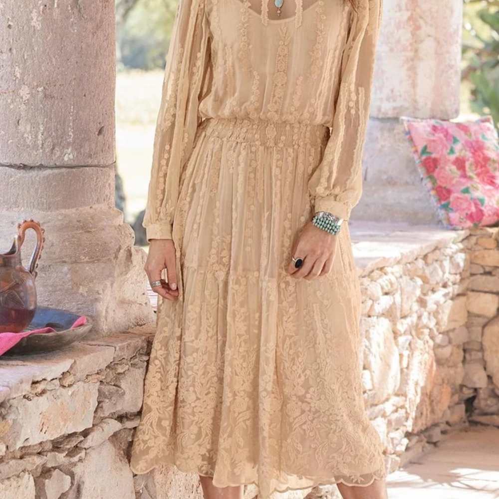 Sundance Beige Long Sleeve Dress